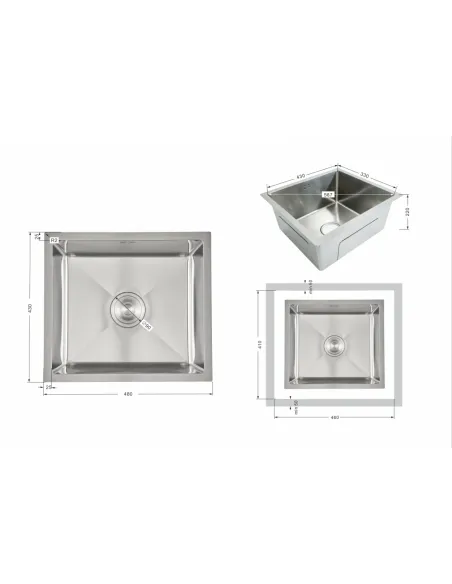 Мийка прямокутна для кухні Lidz Handmade H4843 Brushed Steel 3,0/1,0 мм з нержавіючої сталі, врізна