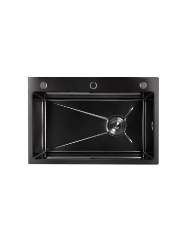 Мойка для кухни прямоугольная Lidz Handmade H6845HB Decor Black PVD Honeycomb 3,0/1,0 мм из нержавеющей стали