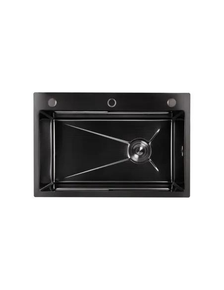 Мийка прямокутна для кухні Lidz Handmade H6845HB Decor Black PVD Honeycomb 3,0/1,0 мм з нержавіючої сталі