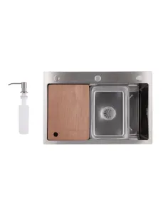 Мойка для кухни прямоугольнаяLidz Handmade H6845 Brushed Steel 3,0/1,0 мм из нержавеющей стали