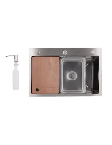 Мойка для кухни прямоугольнаяLidz Handmade H6845 Brushed Steel 3,0/1,0 мм из нержавеющей стали