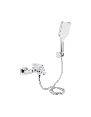 Змішувач для ванни Q-Tap Crow QTCRO259CRM48646 Chrome з душовим набором, хром, короткий вилив