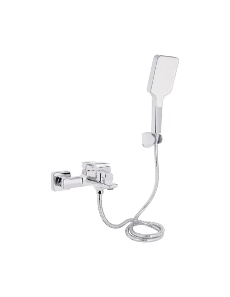 Смеситель для ванны Q-Tap Crow QTCRO259CRM48646 Chrome с душевым набором, хром, короткий излив