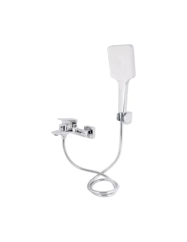 Смеситель для ванны Q-Tap Crow QTCRO259CRM48646 Chrome с душевым набором, хром, короткий излив