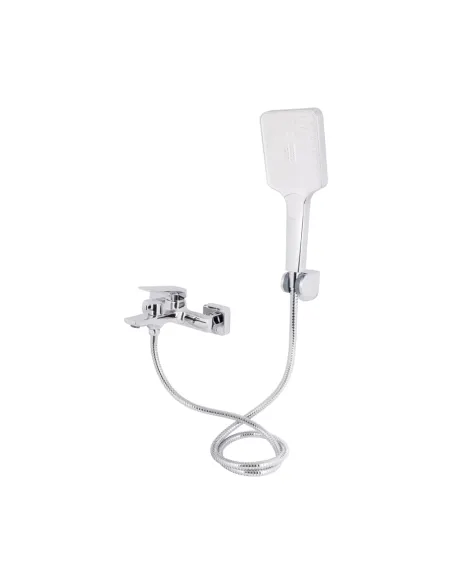Змішувач для ванни Q-Tap Crow QTCRO259CRM48646 Chrome з душовим набором, хром, короткий вилив