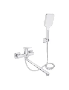 Змішувач для ванни Q-Tap Crow QTCRO260CRM48647 Chrome з душовим набором, хром, довгий поворотний вилив