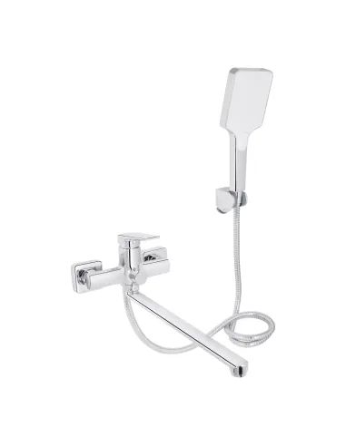 Смеситель для ванны Q-Tap Crow QTCRO260CRM48647 Chrome с душевым набором, хром, длинный поворотный излив