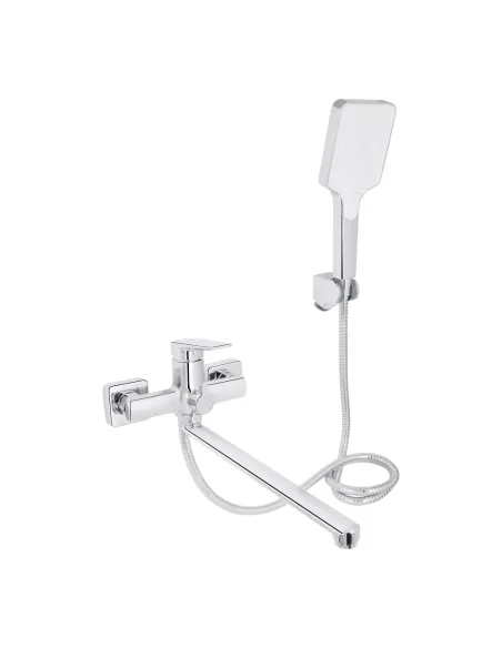 Змішувач для ванни Q-Tap Crow QTCRO260CRM48647 Chrome з душовим набором, хром, довгий поворотний вилив