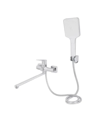 Смеситель для ванны Q-Tap Crow QTCRO260CRM48647 Chrome с душевым набором, хром, длинный поворотный излив