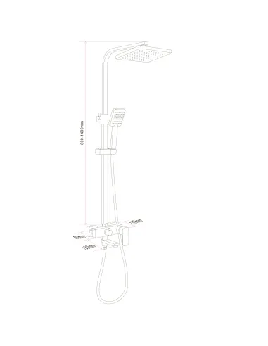 Душевая система Globus Lux ALFA GLAL-1007 с поворотным изливом, высота 140 см, однорычажная
