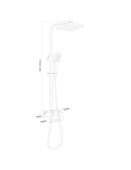 Душевая система Globus Lux ALFA GLAL-1007 с поворотным изливом, высота 140 см, однорычажная