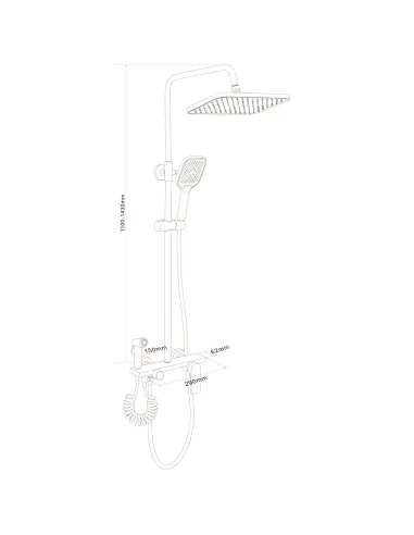 Душева система Globus Lux TURIN GLTU-0550 висота 143 см, з гігієнічною лійкою, без виливу, одноважільна