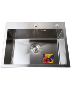 Мойка для кухни прямоугольная Mira 6045HS Сатин 600х450х210 мм, из нержавеющей стали, с дозатором
