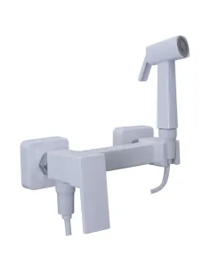 Смеситель для биде Plamix Kubus-222 SET White PM0744 с гигиеническим душем