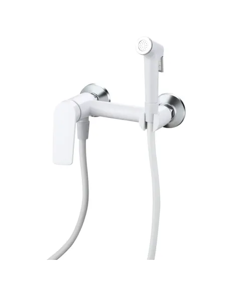 Смеситель для биде Plamix Lucas-222 SET White PM6104 с гигиеническим душем