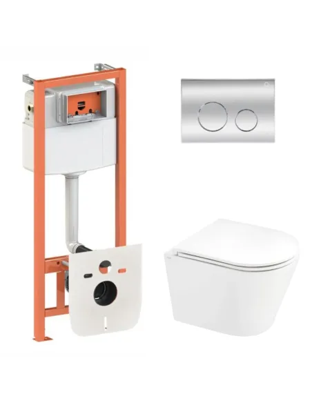 Инсталляция с унитазом Q-Tap Scorpio Ultra Quiet QT1433053EUQW45165 4 в 1, 520x365x365, клавиша смыва круглая Chrome