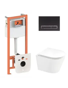 Інсталяція з унітазом Q-Tap Scorpio Ultra Quiet QT1433053EUQW45167 4 в 1, 520x365x365, клавіша змиву лінійна Matt Black