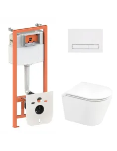 Инсталляция с унитазом Q-Tap Scorpio Ultra Quiet QT1433053EUQW45169 4 в 1, 520x365x365, клавиша смыва линейная White