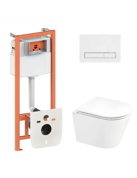 Инсталляция с унитазом Q-Tap Scorpio Ultra Quiet QT1433053EUQW45169 4 в 1, 520x365x365, клавиша смыва линейная White