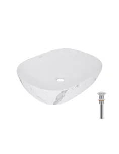 Накладна раковина Q-Tap Aquarius QTAQA188MR49782 Marble, 470х380х120 мм, прямокутна, з донним клаппаном