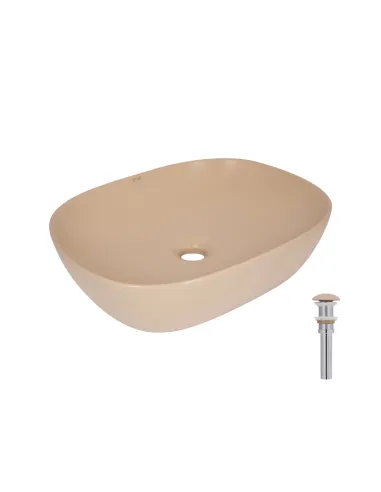 Накладная раковина Q-Tap Aquarius QTAQA188SB49781 Beige, 470х380х120 мм, прямоугольная, с донным клаппаном