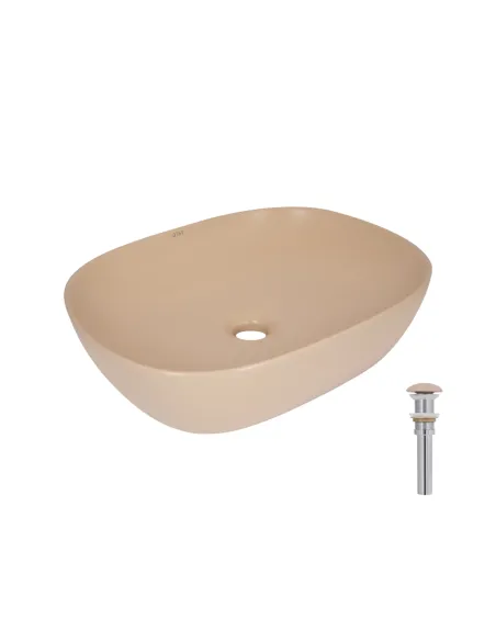 Накладная раковина Q-Tap Aquarius QTAQA188SB49781 Beige, 470х380х120 мм, прямоугольная, с донным клаппаном