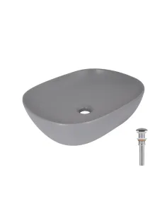 Накладна раковина Q-Tap Aquarius QTAQA188SG49780 Stone grey, 470х380х120 мм, прямокутна, з донним клаппаном