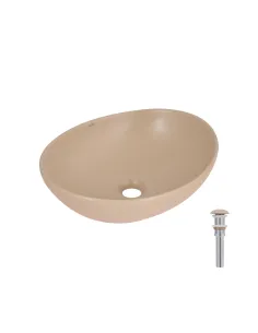 Накладна раковина Q-Tap Dove QTDOV188SB49784 Beige, 415х340х140 мм, овальна, з донним клаппаном