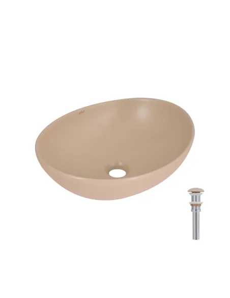Накладная раковина Q-Tap Dove QTDOV188SB49784 Beige, 415х340х140 мм, овальная, с донным клаппаном
