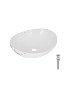Накладна раковина Q-Tap Dove QTDOV188SB49785 Marble, 415х340х140 мм, овальна, з донним клаппаном