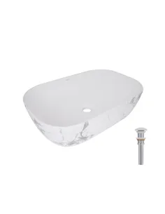 Накладна раковина Q-Tap Robin QTROB188MR49788 Marble, 600х390х150 мм, прямокутна, з донним клаппаном