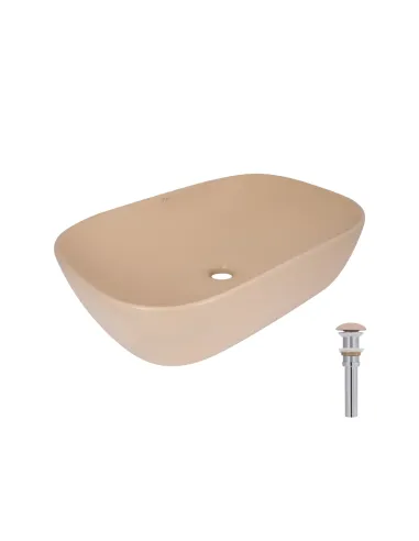 Накладная раковина Q-Tap Robin QTROB188SB49787 Beige, 600х390х150 мм, прямоугольная, с донным клаппаном
