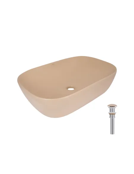 Накладная раковина Q-Tap Robin QTROB188SB49787 Beige, 600х390х150 мм, прямоугольная, с донным клаппаном