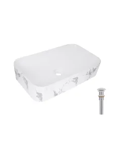 Накладная раковина Q-Tap Tern QTTER188MR49791 Marble, 610х350х135 мм, прямоугольная, с донным клаппаном