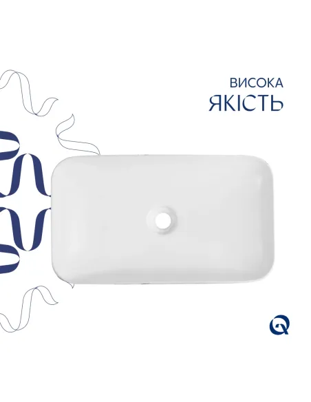 Накладная раковина Q-Tap Tern QTTER188MR49791 Marble, 610х350х135 мм, прямоугольная, с донным клаппаном