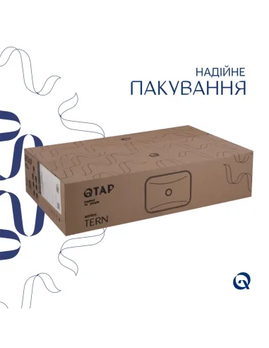 Накладна раковина Q-Tap Tern QTTER188MR49791 Marble, 610х350х135 мм, прямокутна, з донним клаппаном