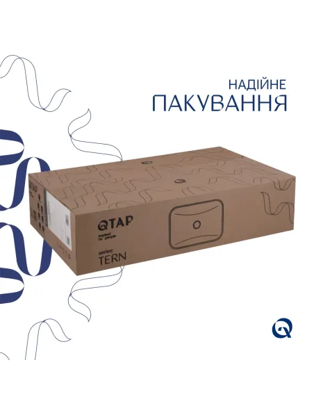 Накладна раковина Q-Tap Tern QTTER188SB49790 Beige, 610х350х135 мм, прямокутна, з донним клаппаном