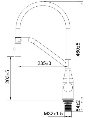 Змішувач для кухні з гнучким виливом Koer KI-70026-02 KR5209, чорний гофровилив