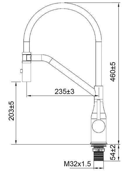 Змішувач для кухні з гнучким виливом Koer KI-70026-02 KR5209, чорний гофровилив