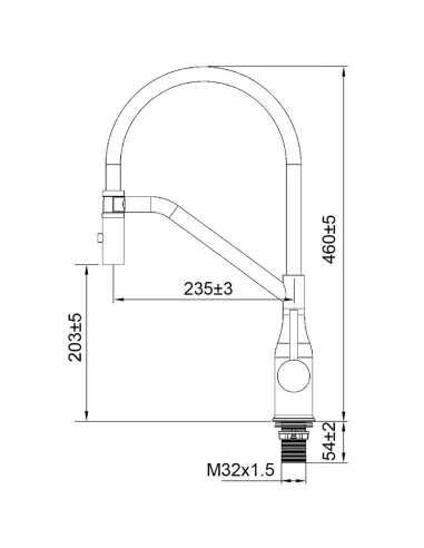 Смеситель для кухни с гибким изливом Koer KI-70026-07 KR5211, черный гофроизлив