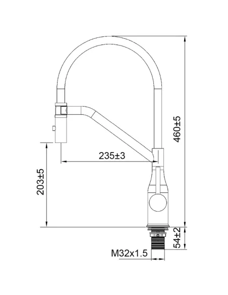 Смеситель для кухни с гибким изливом Koer KI-70026-07 KR5211, черный гофроизлив