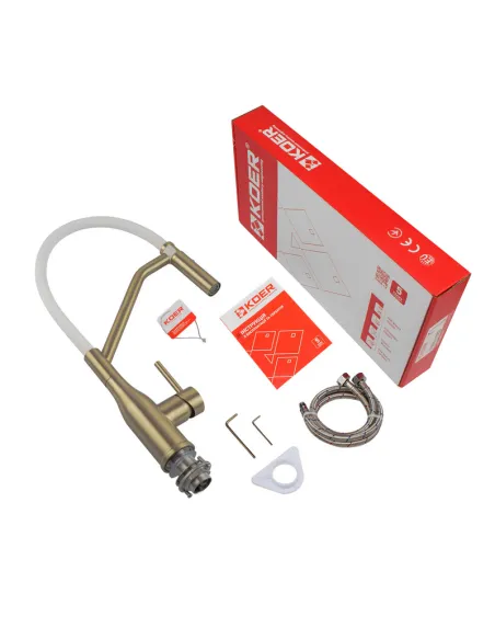 Смеситель для кухни с гибким изливом Koer KI-70026-12 KR5212, белый гофроизлив