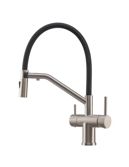 Смеситель для кухни с гибким изливом Koer KI-72035-02 KR5815, черный гофроизлив, с выходом для питьевой воды