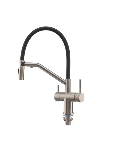 Смеситель для кухни с гибким изливом Koer KI-72035-02 KR5815, черный гофроизлив, с выходом для питьевой воды