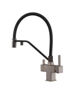 Змішувач для кухні з гнучким виливом Koer KB-72036-07 KR5812, чорний гофровилив, з виходом для питної води