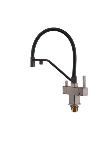 Смеситель для кухни с гибким изливом Koer KB-72036-07 KR5812, черный гофроизлив, с выходом для питьевой воды