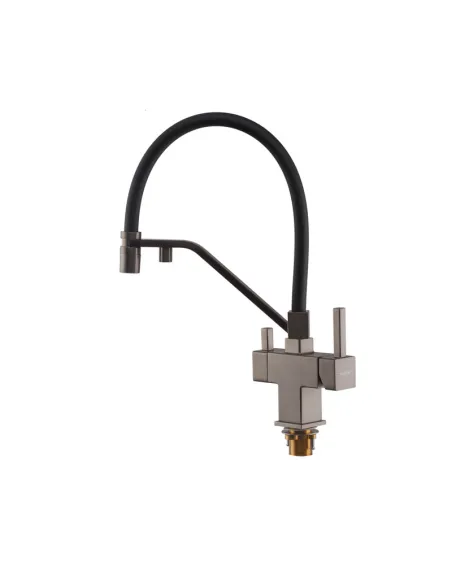Смеситель для кухни с гибким изливом Koer KB-72036-07 KR5812, черный гофроизлив, с выходом для питьевой воды