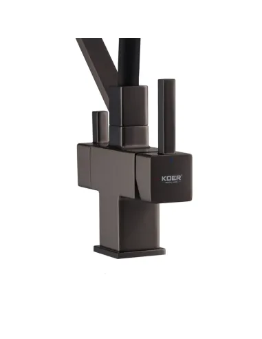 Змішувач для кухні з гнучким виливом Koer KB-72036-07 KR5812, чорний гофровилив, з виходом для питної води