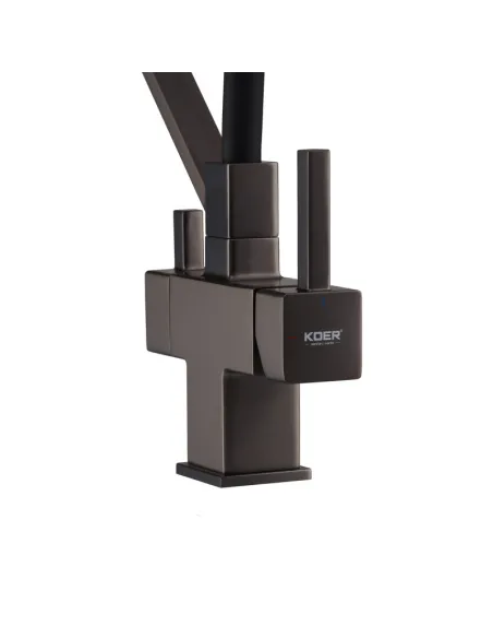 Смеситель для кухни с гибким изливом Koer KB-72036-07 KR5812, черный гофроизлив, с выходом для питьевой воды
