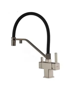 Змішувач для кухні з гнучким виливом Koer KB-72036-02 KR5813, чорний гофровилив, з виходом для питної води